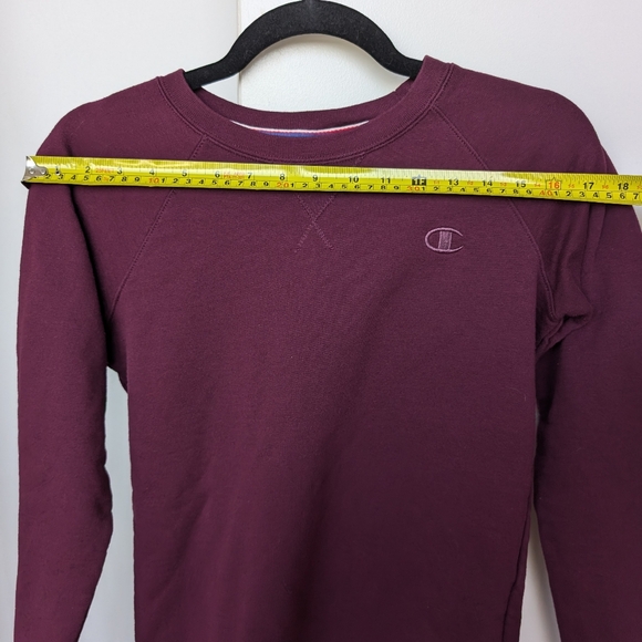 Champion Plum Crew Neck Pullover Sweatshirt classic logo Sz XS - Picture 10 of 10